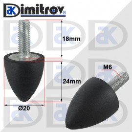 Антивибрационен тампон М 6 х Ø 20 х 24 mm Антивибрационен тампон М 6 х Ø 20 х 24 mm